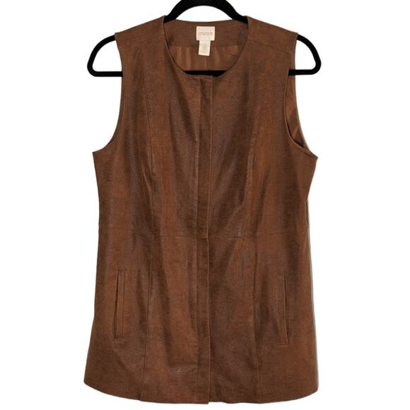 Chico's faux suede vest brown size small 4 - Picture 1 of 11